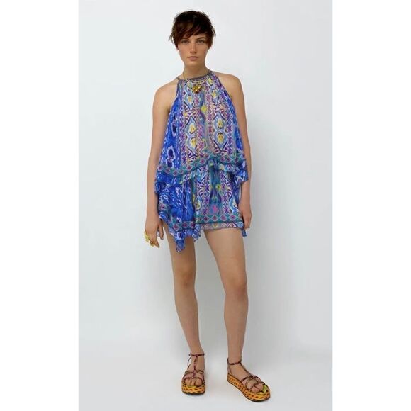 NWT Zara High Waisted Aztec Tribal Printed Asymmetric Hem Pull On Mini Skirt - Picture 6 of 16